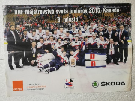 PLAGAT - SLOVENSKO MS JUNIOROV 2015 KANADA 3.MIESTO (59 x 42 cm)